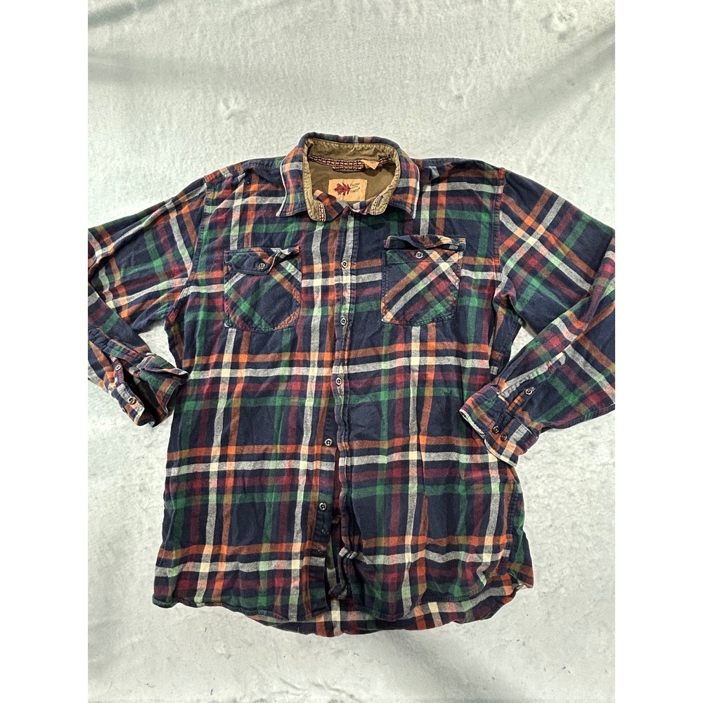 Field & Forest Mens XL Flannel Shirt Plaid Long Sleeve Cotton Button Down Navy